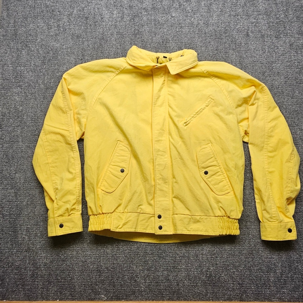 Vintage Trader Bay Yellow Bomber Jacket Mens Large Windbreaker Full Zip RN 55254